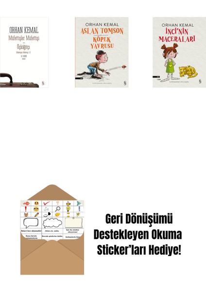 Müfettişler Müfettişi - Üçkâğıtçı (2 Kitap Bir Arada) + Aslan Tomson - Köpek Yavrusu + Inci'nin Maceraları + Okuma Sticker'ları