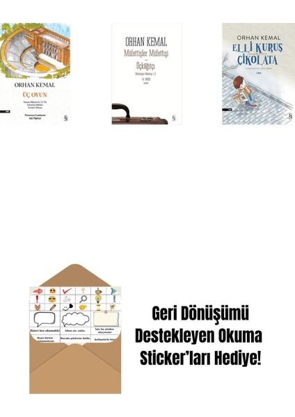 Üç Oyun + Müfettişler Müfettişi - Üçkâğıtçı (2 Kitap Bir Arada) + Elli Kuruş Çikolata + Okuma Sticker'ları