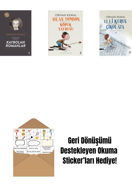 Kaybolan Romanlar + Aslan Tomson - Köpek Yavrusu + Elli Kuruş Çikolata + Okuma Sticker'ları