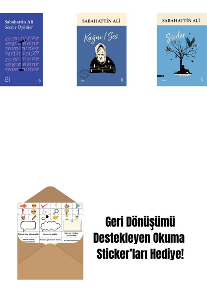 Everest Açıkhava 1 - Sabahattin Ali Seçme Öyküler + Kağnı / Ses + Şiirler + Okuma Sticker'ları