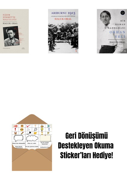 Nazım Hikmet'in Yolculuğu (Ciltli) + Arıburnu 1915 + Bir Roman Kahramanı Orhan Veli (Ciltli) + Okuma Sticker'ları