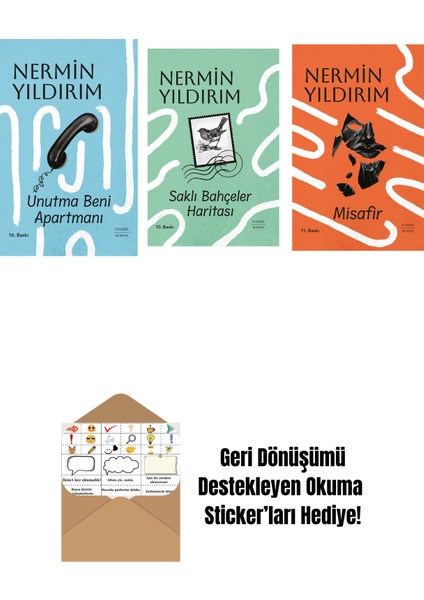 Unutma Beni Apartmanı (Ciltli) + Saklı Bahçeler Haritası (Ciltli) + Misafir (Ciltli) + Okuma Sticker'ları