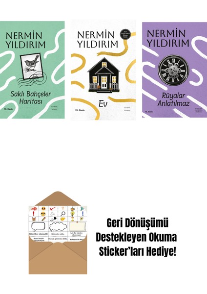 Saklı Bahçeler Haritası (Ciltli) + Ev (Ciltli) + Rüyalar Anlatılmaz + Okuma Sticker'ları