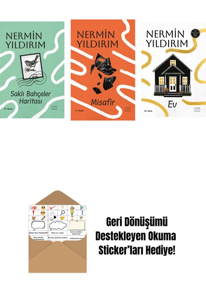 Saklı Bahçeler Haritası (Ciltli) + Misafir (Ciltli) + Ev + Okuma Sticker'ları