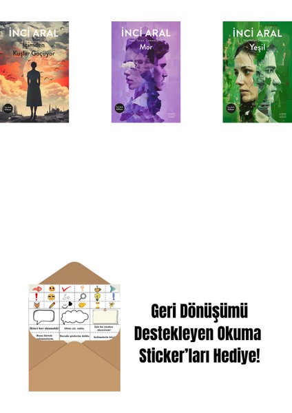 Içimden Kuşlar Göçüyor + Mor + Yeşil + Okuma Sticker'ları