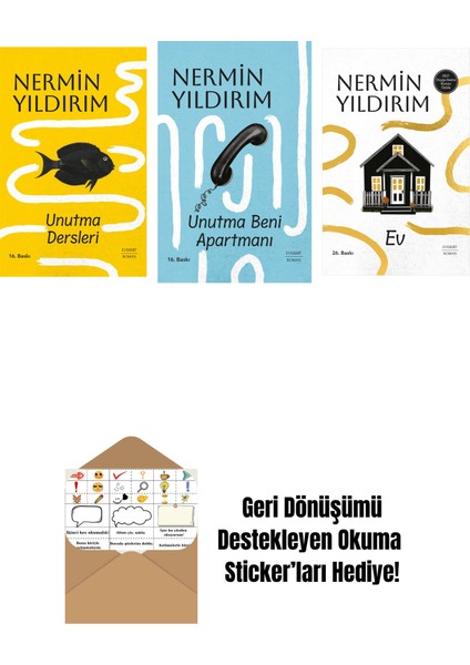 Unutma Dersleri (Ciltli) + Unutma Beni Apartmanı (Ciltli) + Ev (Ciltli) + Okuma Sticker'ları