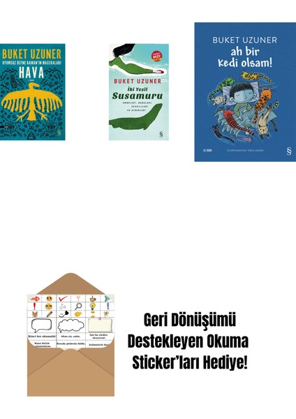 Uyumsuz Defne Kaman'ın Maceraları - Hava + Iki Yeşil Su Susamuru (Midi Boy) + Ah Bir Kedi Olsam! + Okuma Sticker'ları