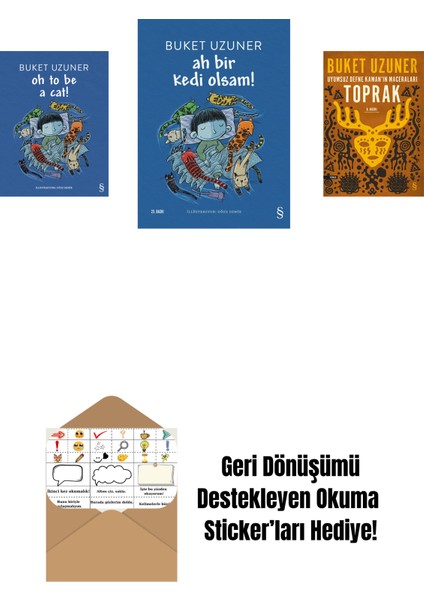 Oh To Be A Cat! + Ah Bir Kedi Olsam! + Uyumsuz Defne Kaman'ın Maceraları - Toprak + Okuma Sticker'ları