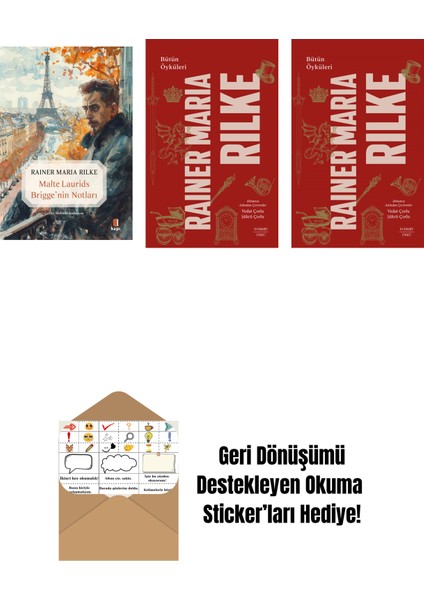 Malte Laurids Brigge'nin Notları + Bütün Öyküleri - Rainer Maria Rilke (Ciltli) + Bütün Öyküleri - Rainer Maria Rilke + Okuma Sticker'ları