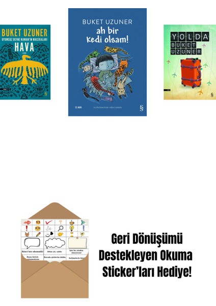 Uyumsuz Defne Kaman'ın Maceraları - Hava + Ah Bir Kedi Olsam! + Yolda + Okuma Sticker'ları