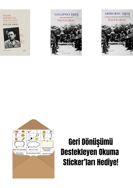 Nazım Hikmet’in Yolculuğu + Gallipoli 1915 (Ciltli) + Arıburnu 1915 (Ciltli) + Okuma Sticker'ları