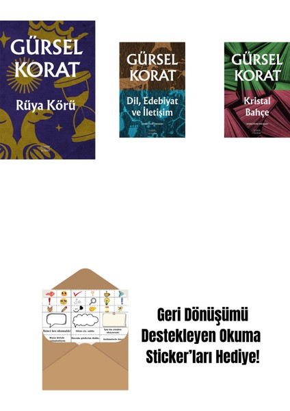 Rüya Körü + Dil, Edebiyat ve Iletişim + Kristal Bahçe + Okuma Sticker'ları
