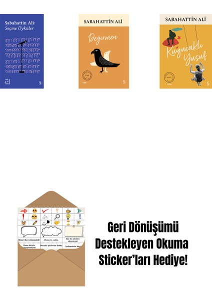Everest Açıkhava 1 - Sabahattin Ali Seçme Öyküler + Değirmen + Kuyucaklı Yusuf + Okuma Sticker'ları