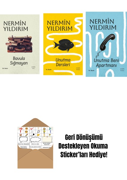Bavula Sığmayan (Ciltli) + Unutma Dersleri (Ciltli) + Unutma Beni Apartmanı (Ciltli) + Okuma Sticker'ları