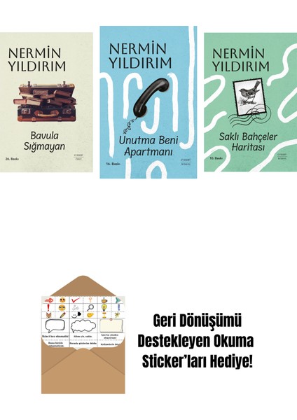Bavula Sığmayan (Ciltli) + Unutma Beni Apartmanı (Ciltli) + Saklı Bahçeler Haritası (Ciltli) + Okuma Sticker'ları