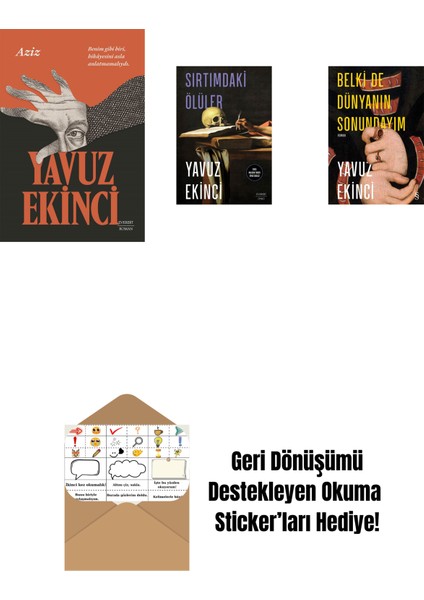 Aziz + Sırtımdaki Ölüler + Belki De Dünyanın Sonundayım (Ciltli) + Okuma Sticker'ları