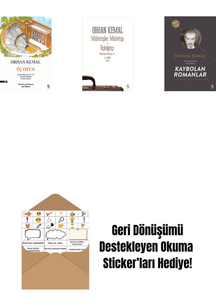 Üç Oyun + Müfettişler Müfettişi - Üçkâğıtçı (2 Kitap Bir Arada) + Kaybolan Romanlar + Okuma Sticker'ları