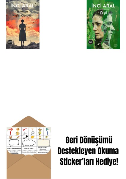 Içimden Kuşlar Göçüyor + Yeşil + Okuma Sticker'ları