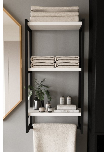 Havluluk Duvar Rafı 3 Katlı Raf Banyo Ofis Mutfak Düzenleyici Modern Geniş Kitap Aksesuar Depolama Rafı Şık Havlu Askısı