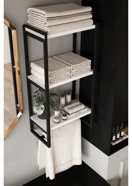 Havluluk Duvar Rafı 3 Katlı Raf Banyo Ofis Mutfak Düzenleyici Modern Geniş Kitap Aksesuar Depolama Rafı Şık Havlu Askısı fiyatları