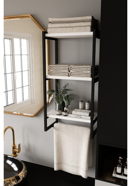 Havluluk Duvar Rafı 3 Katlı Raf Banyo Ofis Mutfak Düzenleyici Modern Geniş Kitap Aksesuar Depolama Rafı Şık Havlu Askısı modelleri
