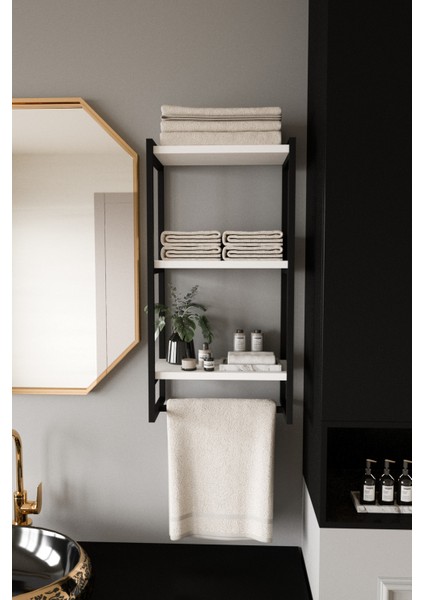 Havluluk Duvar Rafı 3 Katlı Raf Banyo Ofis Mutfak Düzenleyici Modern Geniş Kitap Aksesuar Depolama Rafı Şık Havlu Askısı fırsatları