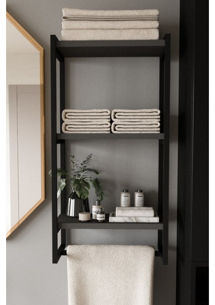Havluluk Duvar Rafı 3 Katlı Raf Banyo Ofis Mutfak Düzenleyici Modern Geniş Kitap Aksesuar Depolama Rafı Şık Havlu Askısı