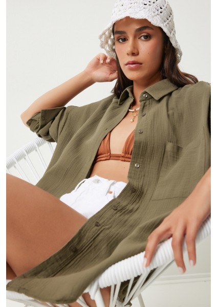 Oversize Basic Müslin Gömlek