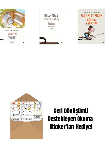 Üç Oyun + Müfettişler Müfettişi - Üçkâğıtçı (2 Kitap Bir Arada) + Aslan Tomson - Köpek Yavrusu + Okuma Sticker'ları