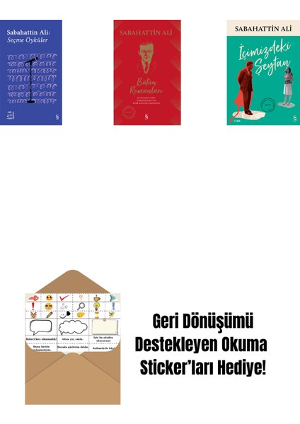 Everest Açıkhava 1 - Sabahattin Ali Seçme Öyküler + Sabahattin Ali Bütün Romanları (Ciltli) + Içimizdeki Şeytan + Okuma Sticker'ları