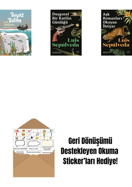 Beyaz Balina + Duygusal Bir Katilin Günlüğü + Aşk Romanları Okuyan Ihtiyar + Okuma Sticker'ları