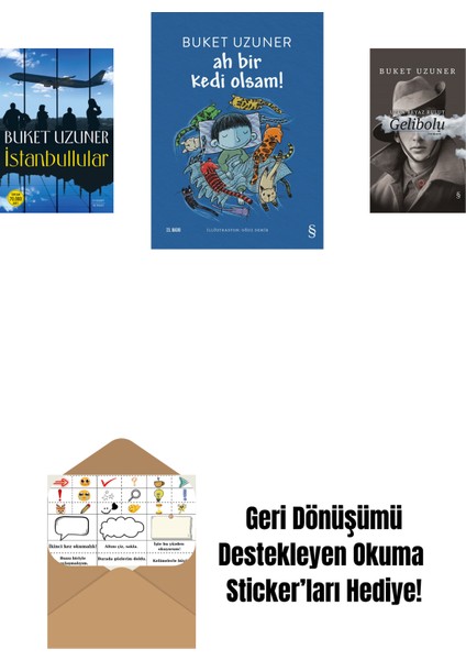 Istanbullular + Ah Bir Kedi Olsam! + Gelibolu (Ciltli) + Okuma Sticker'ları