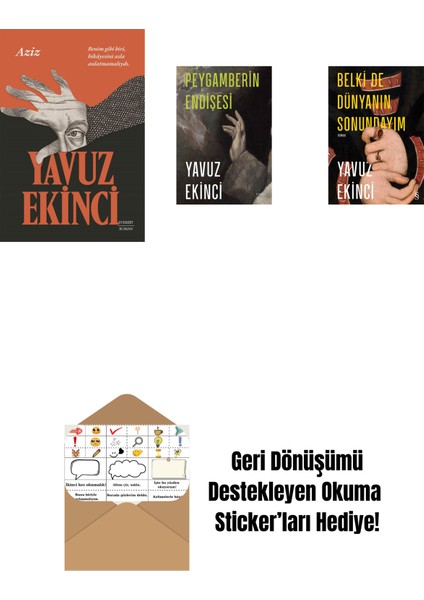 Aziz + Peygamberin Endişesi + Belki De Dünyanın Sonundayım (Ciltli) + Okuma Sticker'ları