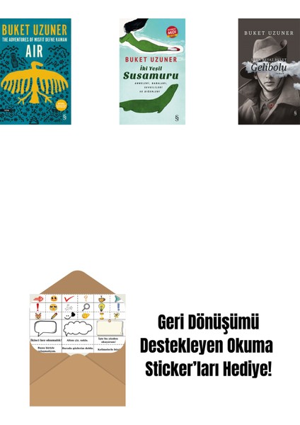 Air - The Adventures Of Misfit Defne Kaman + Iki Yeşil Su Susamuru (Midi Boy) + Gelibolu (Ciltli) + Okuma Sticker'ları