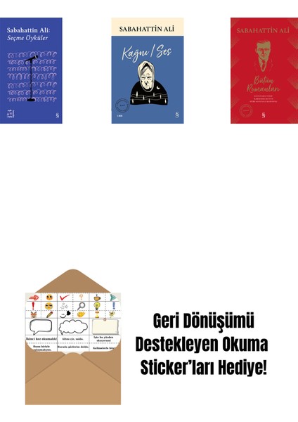 Everest Açıkhava 1 - Sabahattin Ali Seçme Öyküler + Kağnı / Ses + Sabahattin Ali Bütün Romanları (Ciltli) + Okuma Sticker'ları