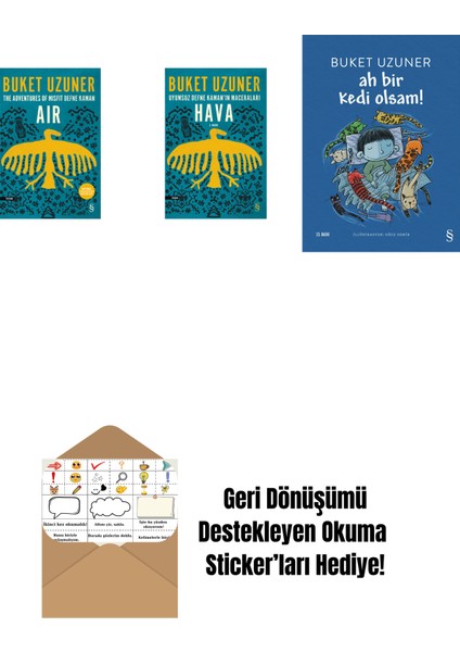 Air - The Adventures Of Misfit Defne Kaman + Uyumsuz Defne Kaman'ın Maceraları - Hava + Ah Bir Kedi Olsam! + Okuma Sticker'ları