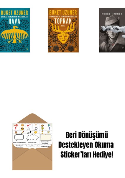 Uyumsuz Defne Kaman'ın Maceraları - Hava + Uyumsuz Defne Kaman'ın Maceraları - Toprak + Gelibolu (Ciltli) + Okuma Sticker'ları