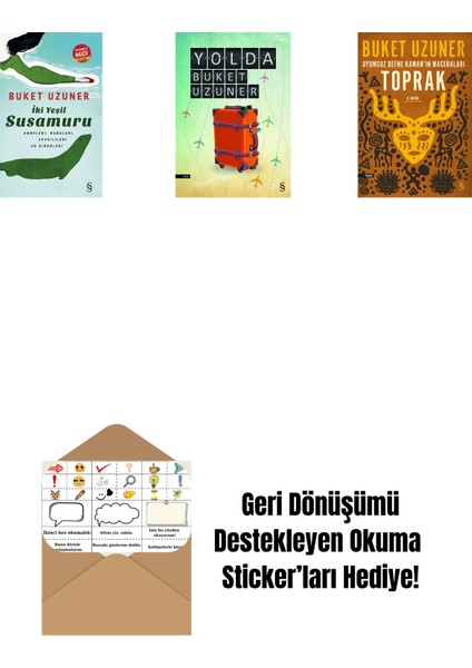 Iki Yeşil Su Susamuru (Midi Boy) + Yolda + Uyumsuz Defne Kaman'ın Maceraları - Toprak + Okuma Sticker'ları
