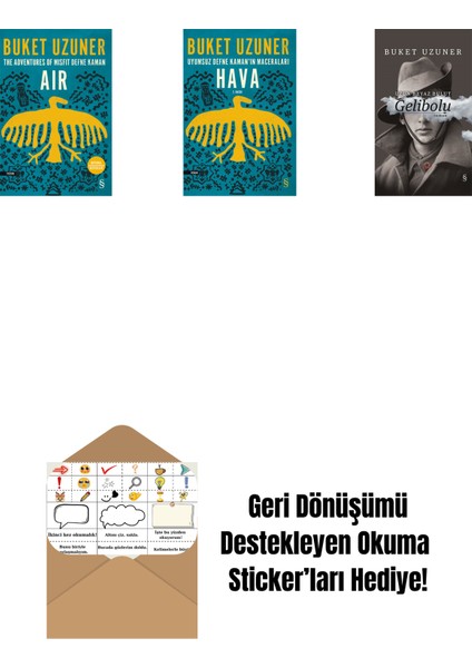 Air - The Adventures Of Misfit Defne Kaman + Uyumsuz Defne Kaman'ın Maceraları - Hava + Gelibolu (Ciltli) + Okuma Sticker'ları