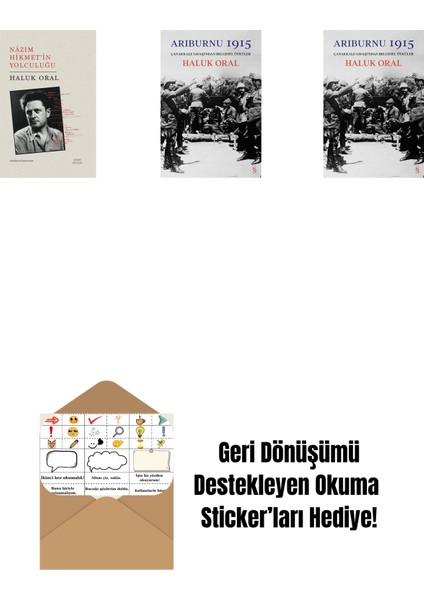 Nazım Hikmet'in Yolculuğu (Ciltli) + Arıburnu 1915 (Ciltli) + Arıburnu 1915 + Okuma Sticker'ları