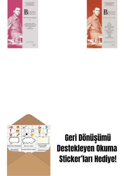 Bertolt Brecht - Bütün Oyunları 5 (Ciltli) + Bertolt Brecht - Bütün Oyunları 1 (Ciltli) + Okuma Sticker'ları
