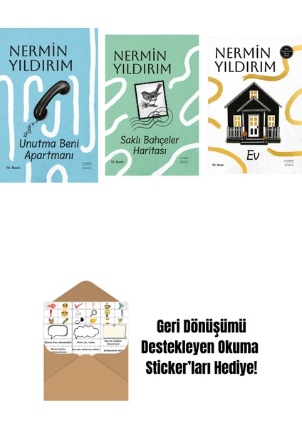 Unutma Beni Apartmanı (Ciltli) + Saklı Bahçeler Haritası (Ciltli) + Ev + Okuma Sticker'ları