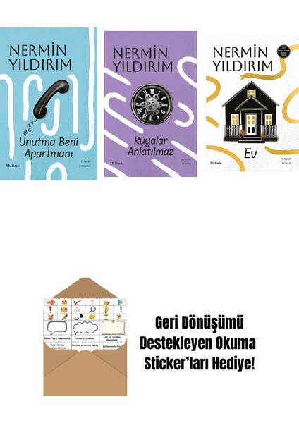 Unutma Beni Apartmanı (Ciltli) + Rüyalar Anlatılmaz (Ciltli) + Ev + Okuma Sticker'ları