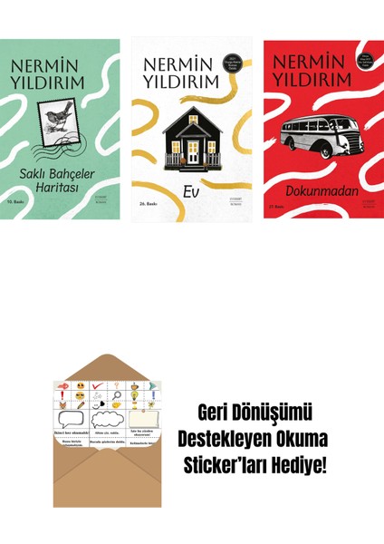 Saklı Bahçeler Haritası (Ciltli) + Ev (Ciltli) + Dokunmadan + Okuma Sticker'ları