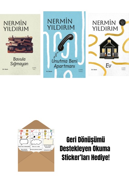Bavula Sığmayan (Ciltli) + Unutma Beni Apartmanı (Ciltli) + Ev (Ciltli) + Okuma Sticker'ları