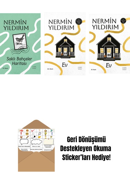 Saklı Bahçeler Haritası (Ciltli) + Ev (Ciltli) + Ev + Okuma Sticker'ları