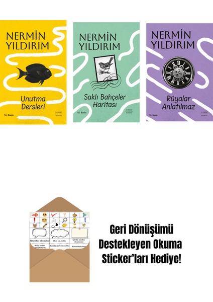 Unutma Dersleri (Ciltli) + Saklı Bahçeler Haritası (Ciltli) + Rüyalar Anlatılmaz + Okuma Sticker'ları