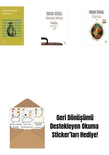 Everest Açıkhava 13 - Küçücük + Müfettişler Müfettişi - Üçkâğıtçı (2 Kitap Bir Arada) + Murtaza (Midi Boy) + Okuma Sticker'ları