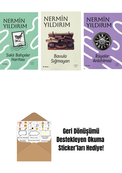 Saklı Bahçeler Haritası (Ciltli) + Bavula Sığmayan + Rüyalar Anlatılmaz + Okuma Sticker'ları