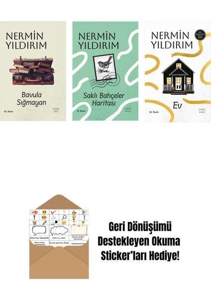 Bavula Sığmayan (Ciltli) + Saklı Bahçeler Haritası (Ciltli) + Ev (Ciltli) + Okuma Sticker'ları